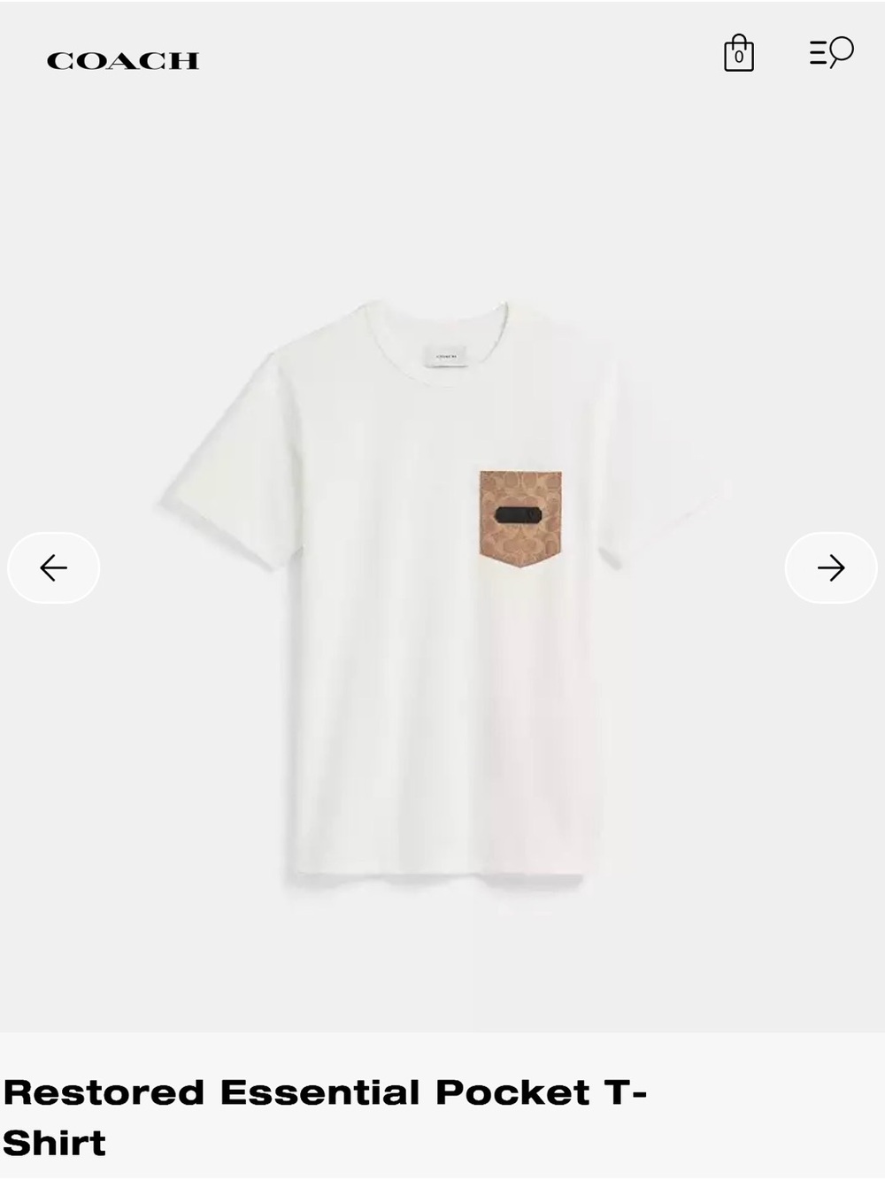 COACH Tee with Tan Signature Pocket & Logo Patch